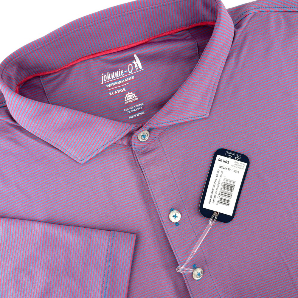 Johnnie-O Performance Lyndon Polo Shirt XL Majorca Rouge Red Stripe JMPO2010
